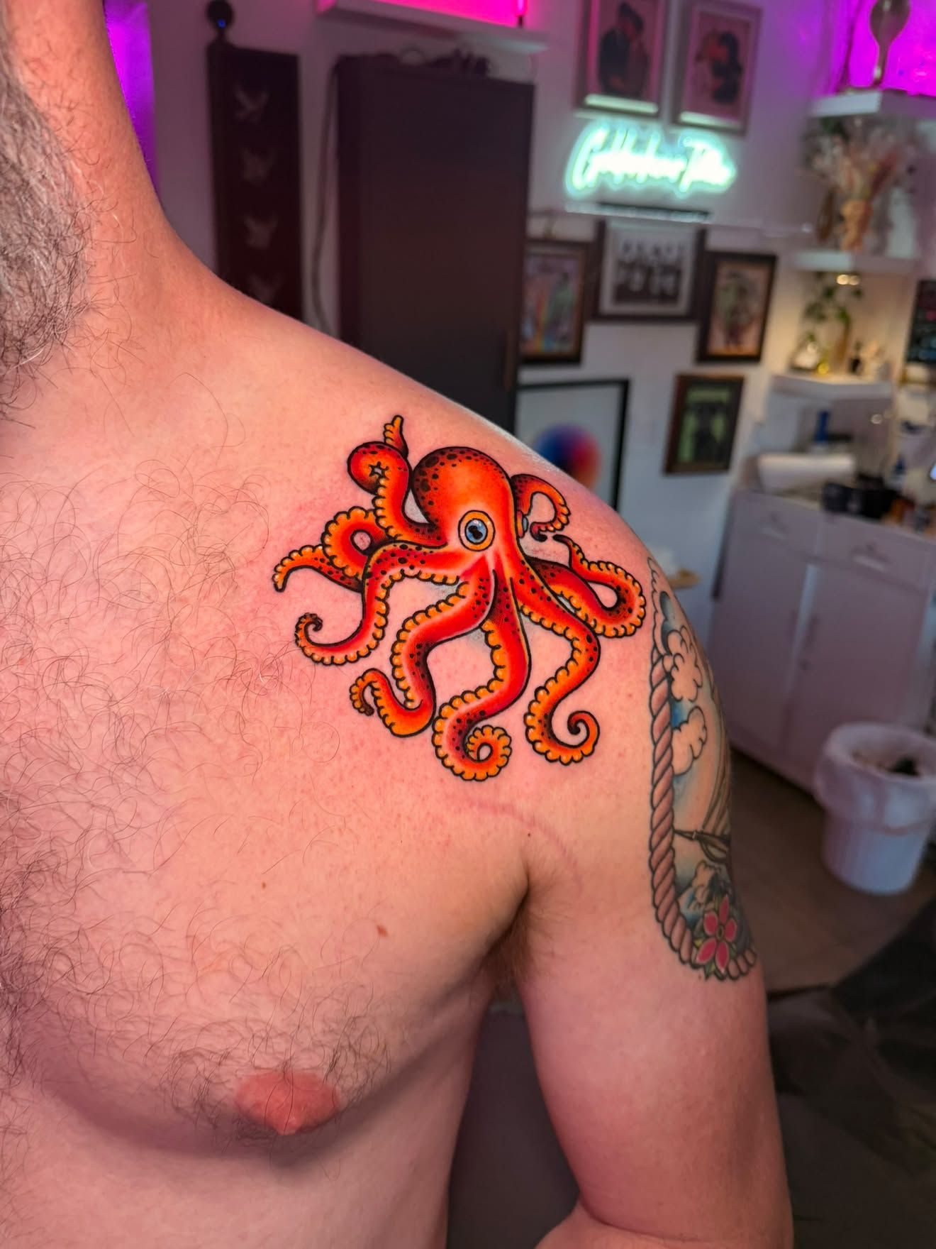 Shoulder by Jenna, traditional octopus in color