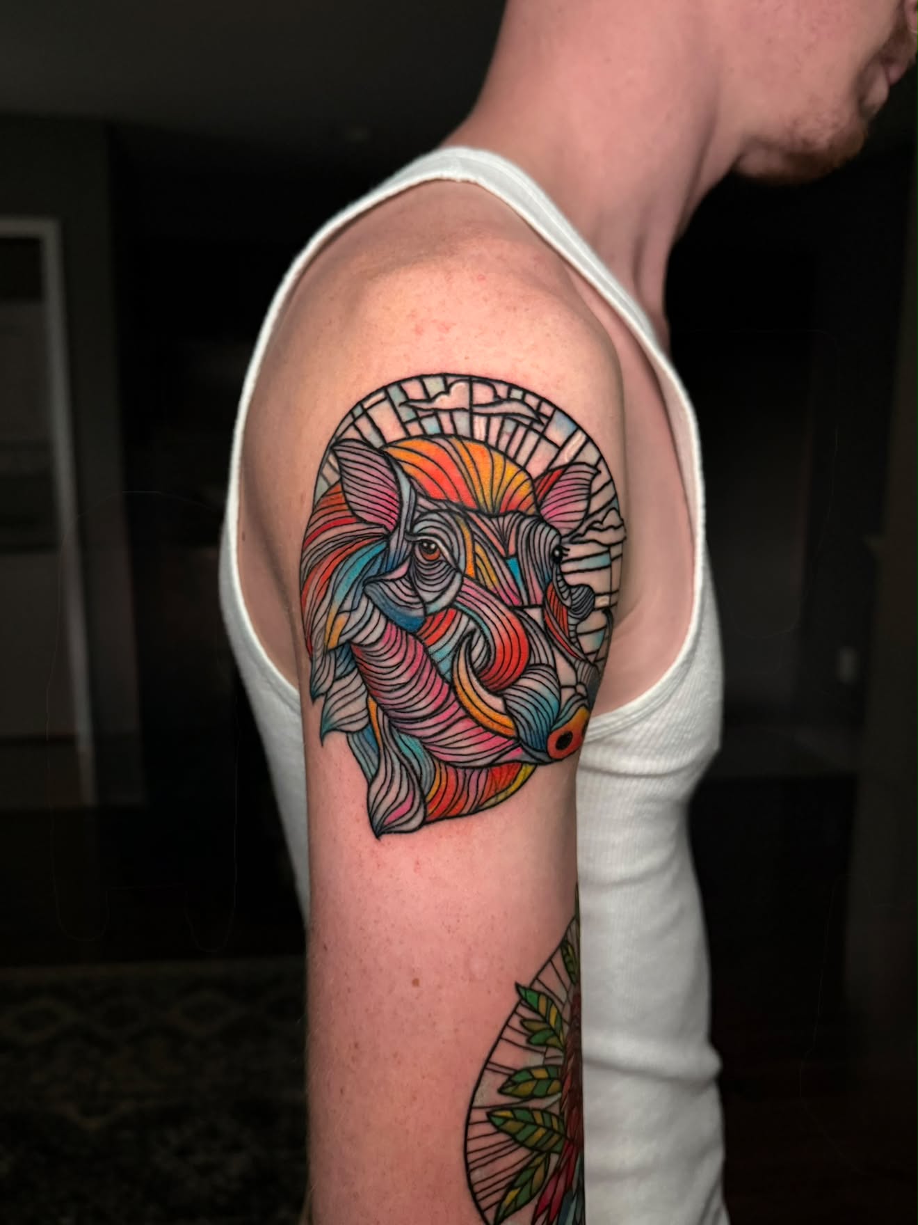 Arm by Jenna, stained glass ram in color