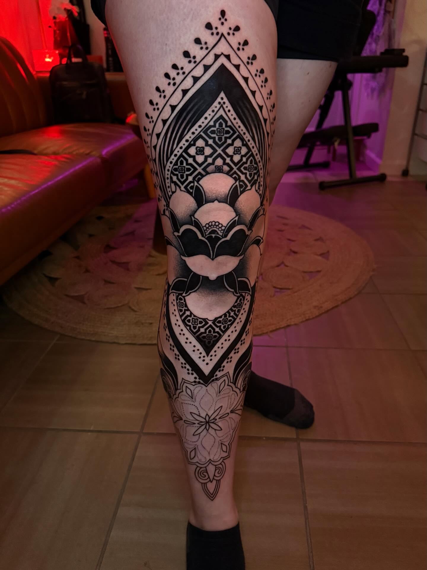 Leg by Jenna, mandala and lotus