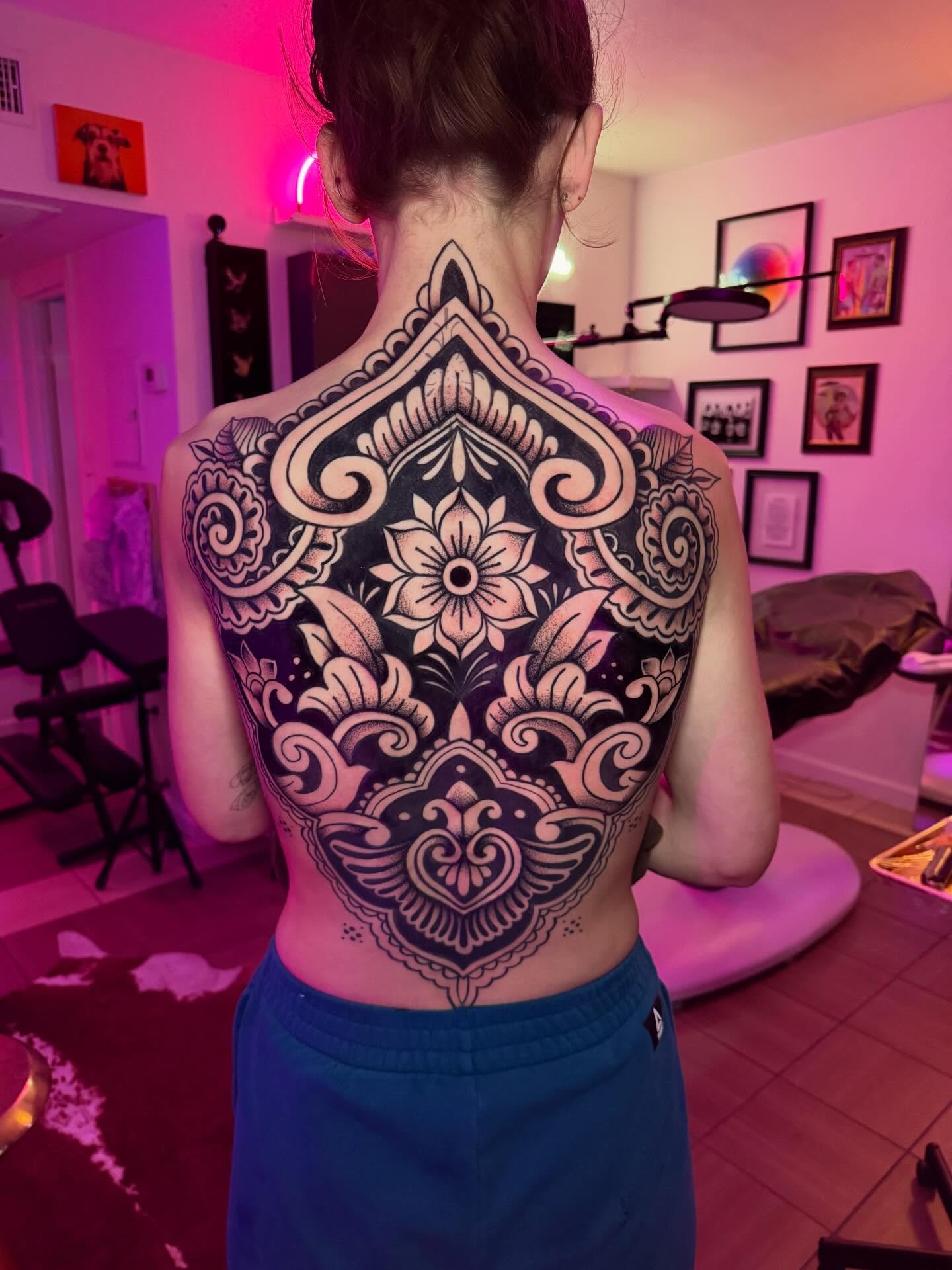 Back piece by Jenna, ornamental black work